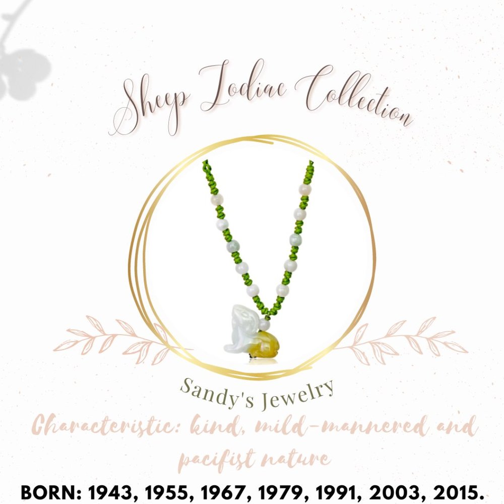Sheep Chinese Zodiac Handmade Jade Necklace Pendant
